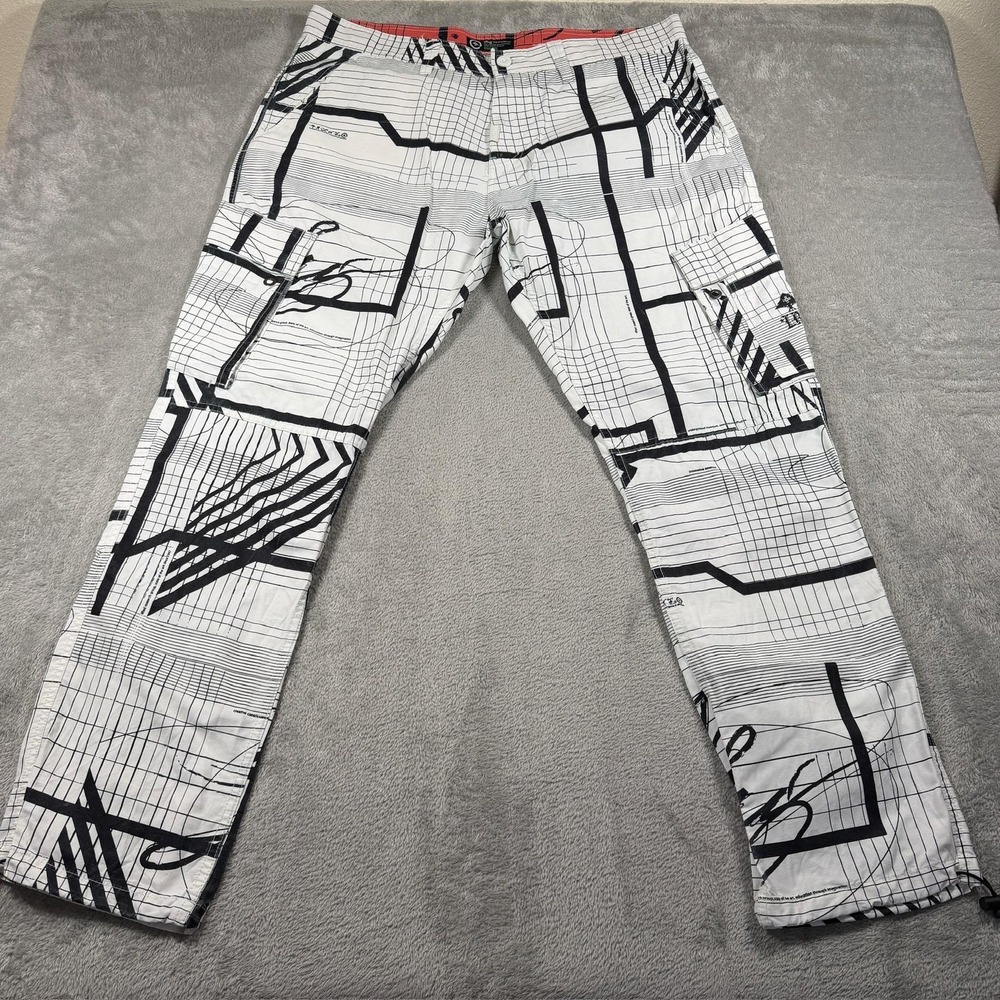 LRG‎ Jeans Cargo Pants Mens 44x32 White Geometric Straight Fit Skater Y2K